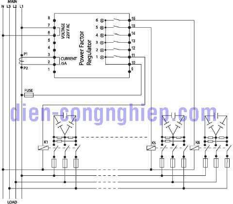 Sơ đồ đấu dây bộ điều khiển tụ bù Mikro